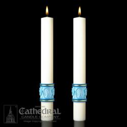  The \"Most Holy Rosary\" Eximious Altar Side Candle - 3 x 12 - Pair 